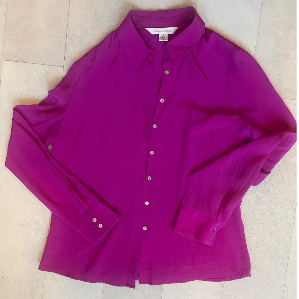 Vintage Silk Button Down Blouse Medium